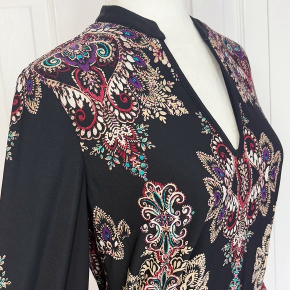 NWT DM Collection Black Multi Print Jeraldeen Jersey Shirt Dress 8 - Picture 6 of 16